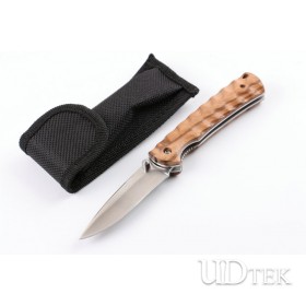 No logo Zebra wood handle material 3209B folding camping hunting knife UD404947